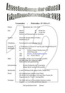 Offene Prignitzmeisterschaft @ Pritzwalk Quandt-Halle | Pritzwalk | Brandenburg | Deutschland